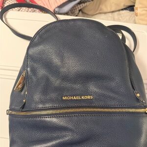 Michael Kors Dark Blue Leather Backpack